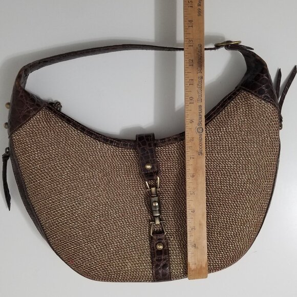 Vintage Eric Javits New York Gold Woven Squishee Studded Hobo Leather Bag - Picture 10 of 16